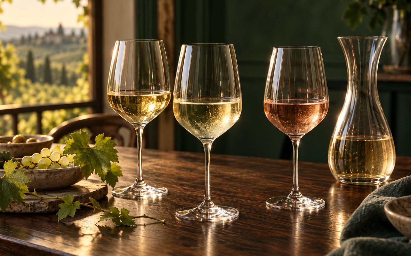 Pahare cu vin alb și rosé, fotografie ilustrativă